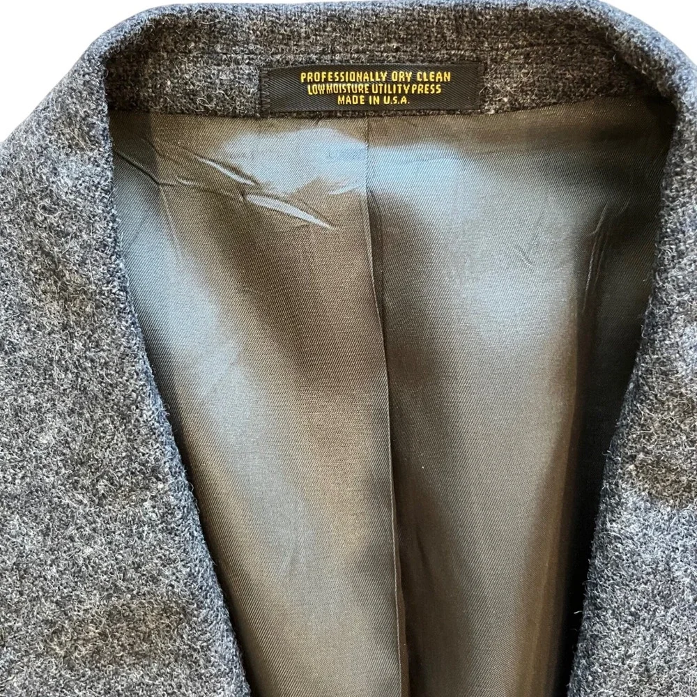 Evan-Picone Mens Gray 100% Pure Wool Tweed Blazer Sport Coat Made in USA 44-46